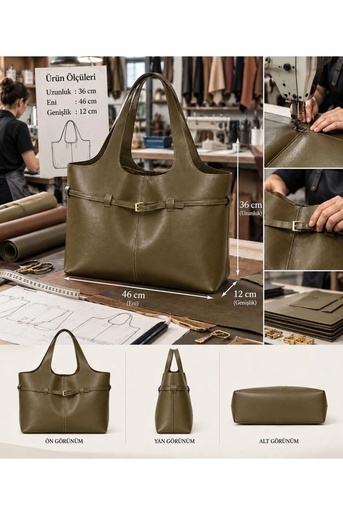 KADIN OMUZ ÇANTASI MAKYAJ ÇANTASI HEDİYELİ UZUNLUK 36 CM ENİ 46 CM GENİŞLİK 12 CM