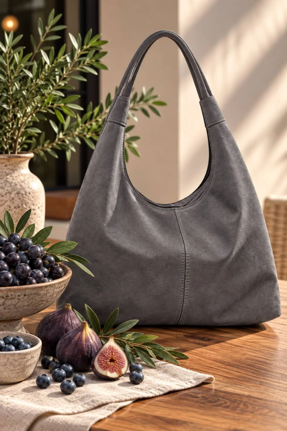 Kadın büyük boy omuz Tote Suet çanta geniş hacimli uzunluk 36cm genıslıkl 10 cm eni 42
