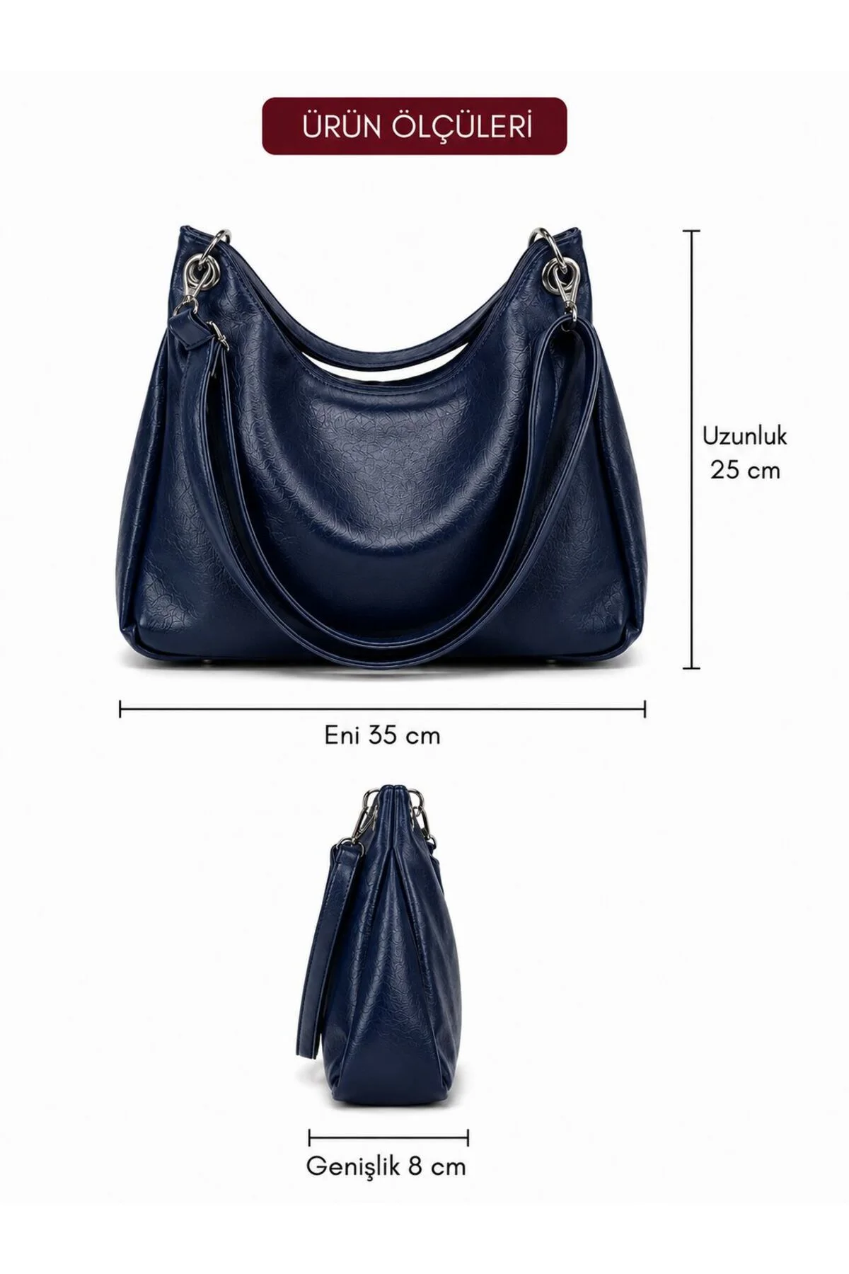 KADIN SALAŞ OMUZ ÇANTASI ÖLÇÜ UZUNLUK 25 CM ENİ 35 GENİŞLİK 8 CM