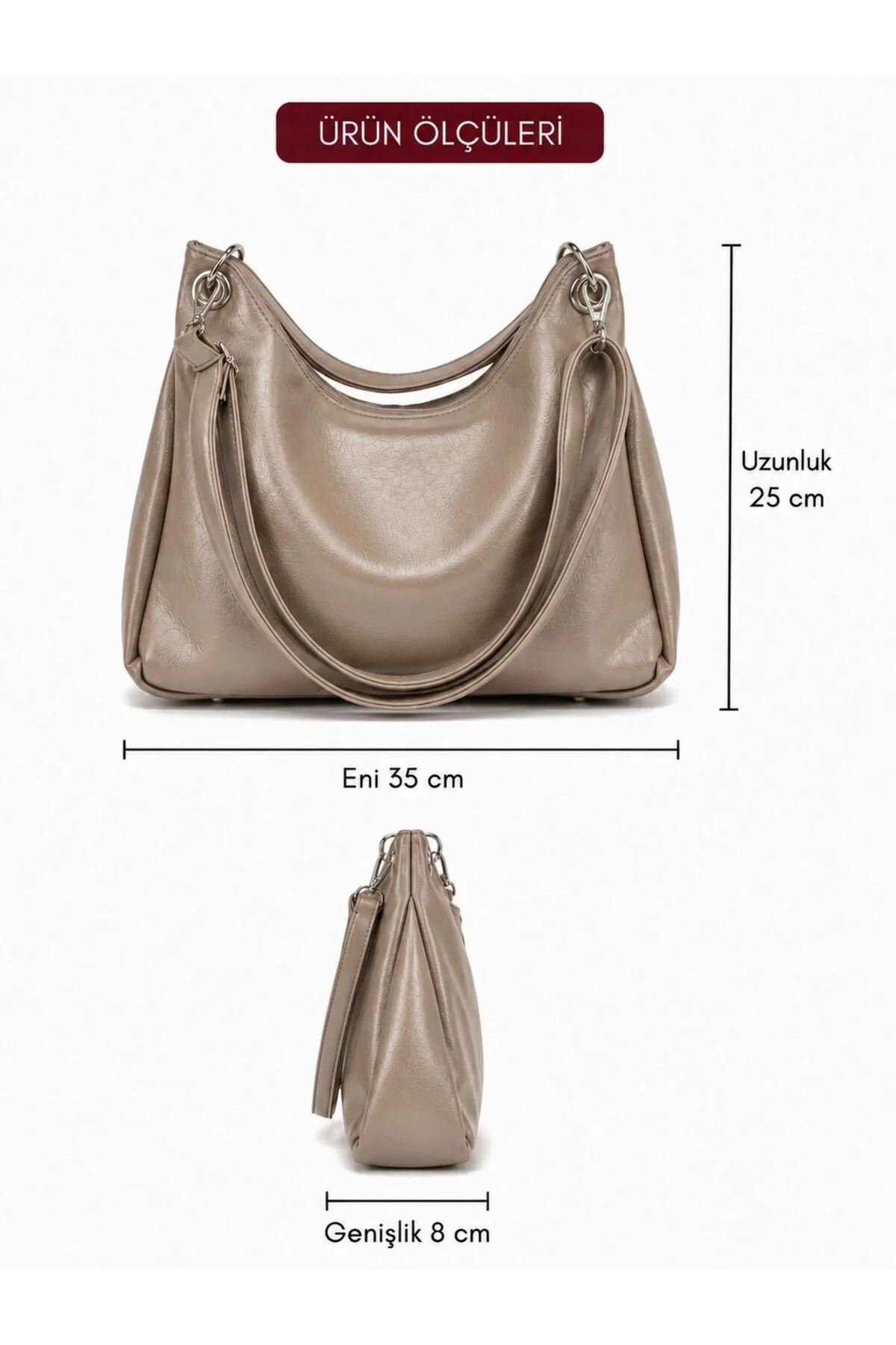 KADIN SALAŞ OMUZ ÇANTASI ÖLÇÜ UZUNLUK 25 CM ENİ 35 GENİŞLİK 8 CM