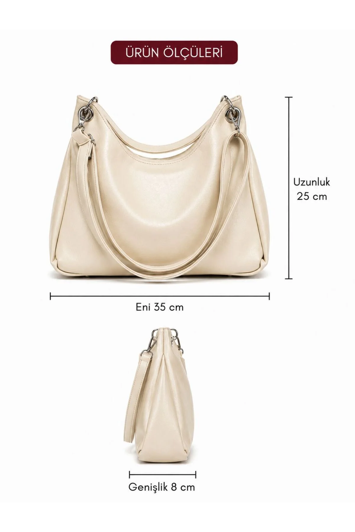 KADIN SALAŞ OMUZ ÇANTASI ÖLÇÜ UZUNLUK 25 CM ENİ 35 GENİŞLİK 8 CM