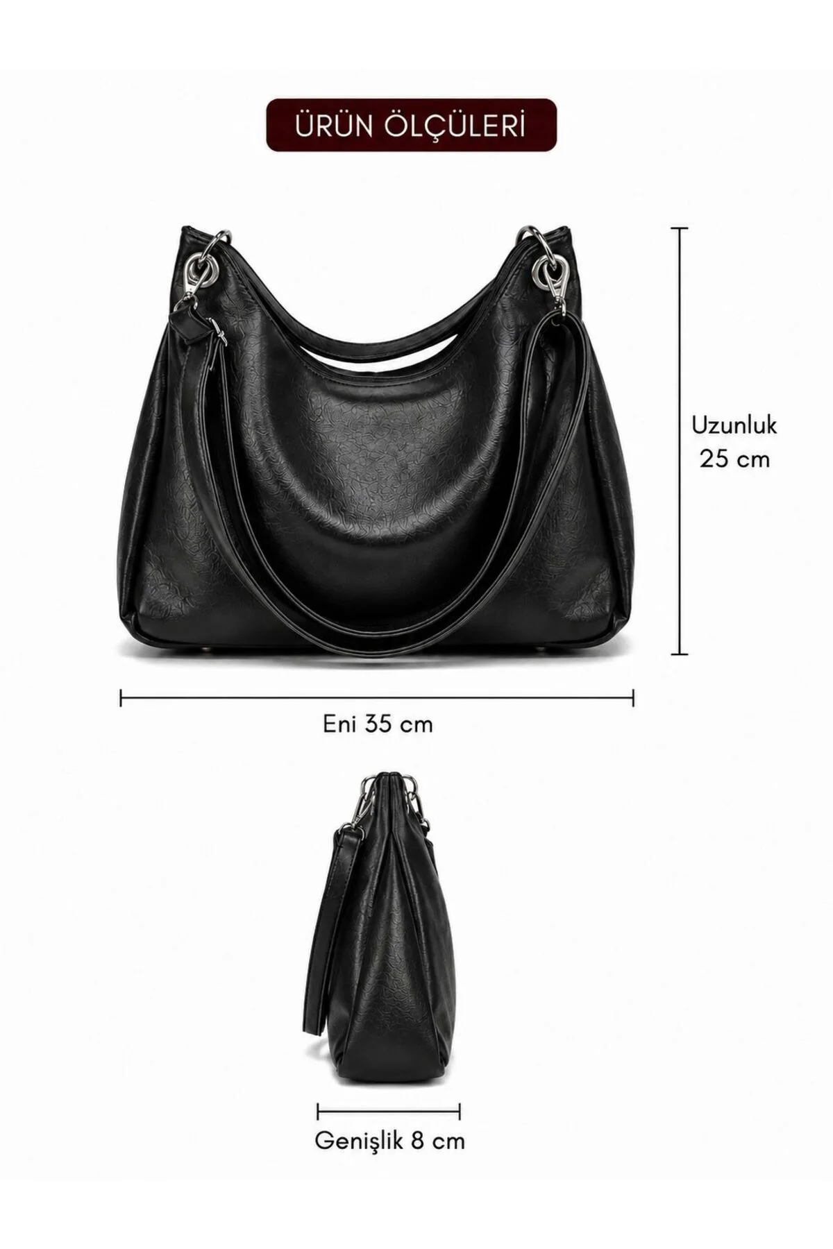 KADIN SALAŞ OMUZ ÇANTASI ÖLÇÜ UZUNLUK 25 CM ENİ 35 GENİŞLİK 8 CM