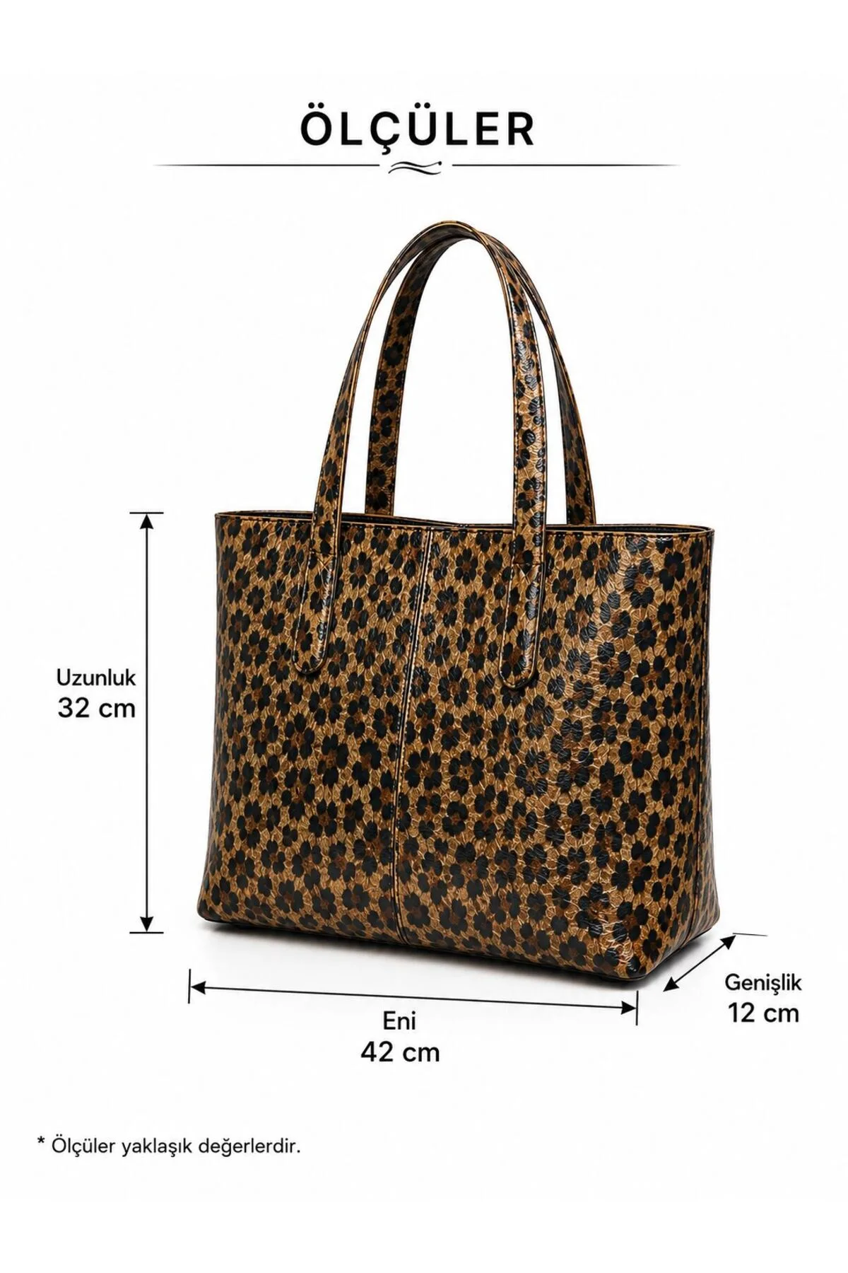 KADIN OMUZ ÇANTASI TİMSAH DESEN BASKILI KROKO DERİ UZUNLUK 32 CM ENİ 42 CM GENİŞLİK 12 CM