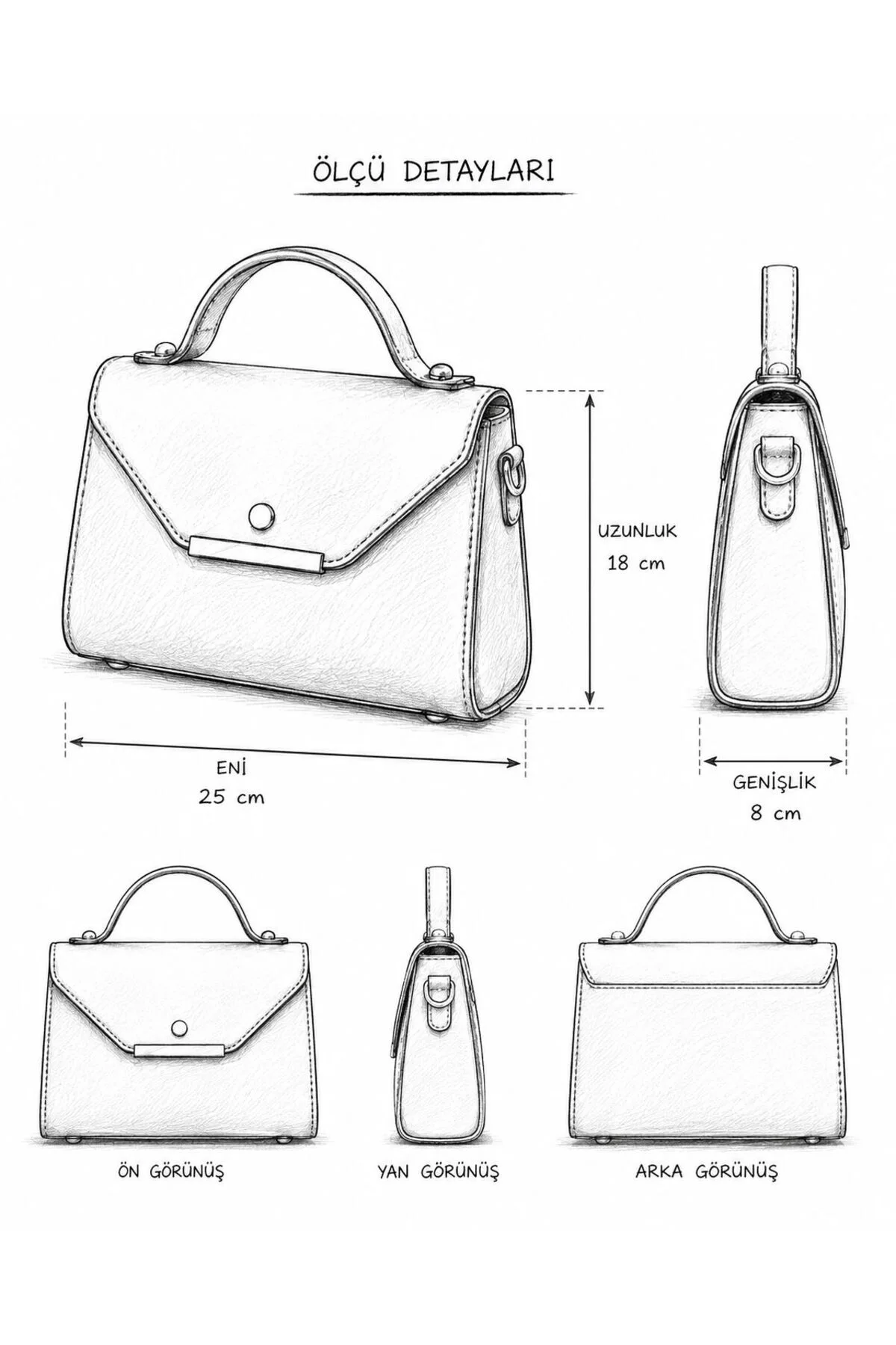 LiORA KADIN EL VE OMUZ ÇANTASI ÖLÇÜ UZUNLUK 18 CM ENİ 25 CM GENİŞLİK 8 CM