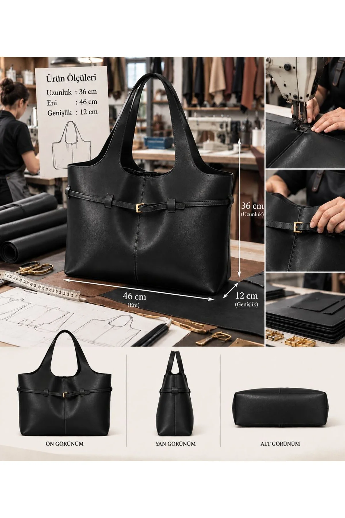 KADIN OMUZ ÇANTASI MAKYAJ ÇANTASI HEDİYELİ UZUNLUK 36 CM ENİ 46 CM GENİŞLİK 12 CM