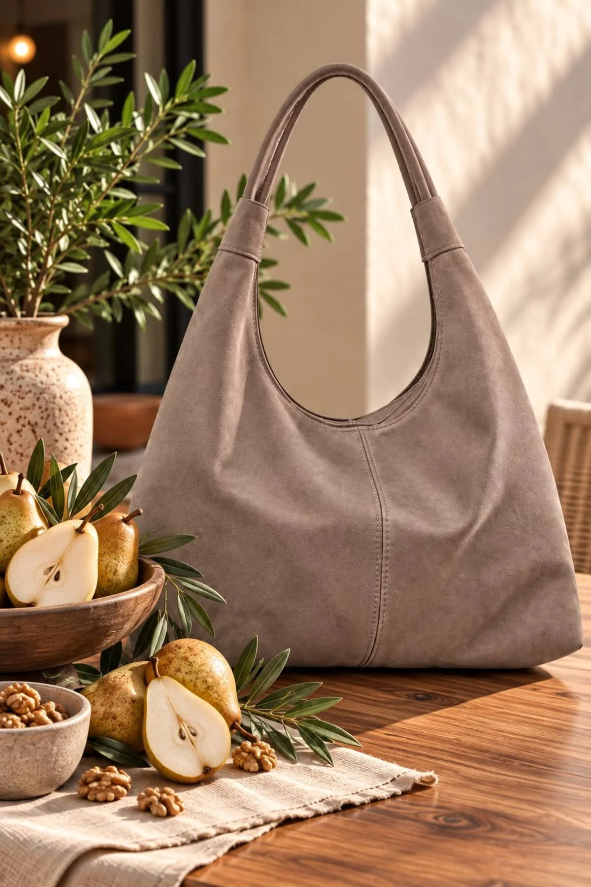 Kadın büyük boy omuz Tote Suet çanta geniş hacimli uzunluk 36cm genıslıkl 10 cm eni 42