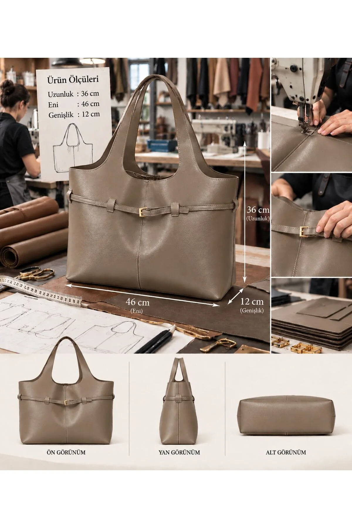 KADIN OMUZ ÇANTASI MAKYAJ ÇANTASI HEDİYELİ UZUNLUK 36 CM ENİ 46 CM GENİŞLİK 12 CM