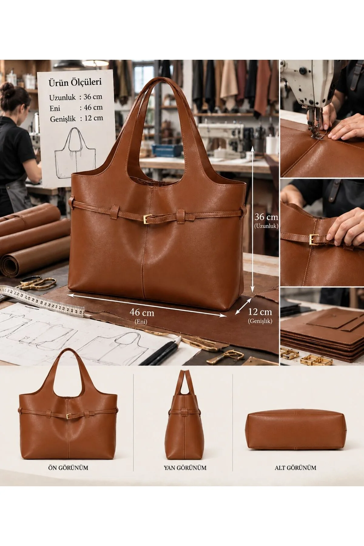 KADIN OMUZ ÇANTASI MAKYAJ ÇANTASI HEDİYELİ UZUNLUK 36 CM ENİ 46 CM GENİŞLİK 12 CM