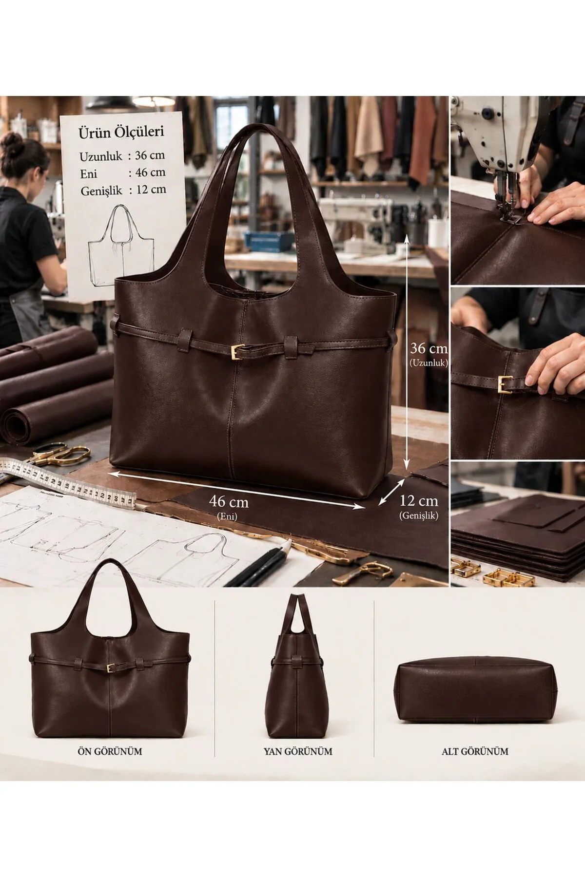 KADIN OMUZ ÇANTASI MAKYAJ ÇANTASI HEDİYELİ UZUNLUK 36 CM ENİ 46 CM GENİŞLİK 12 CM
