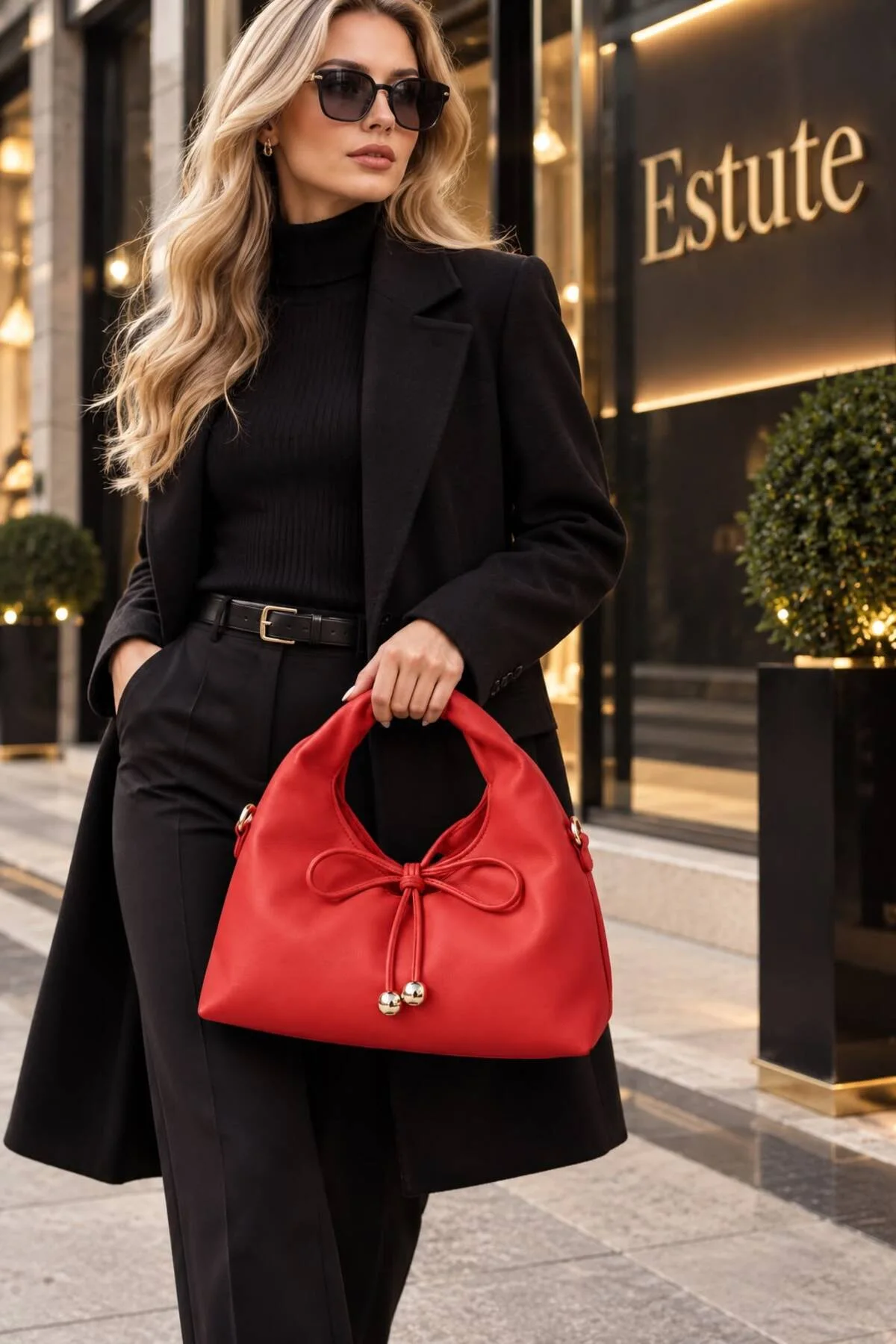kadın el çantası fiyonk detaylı